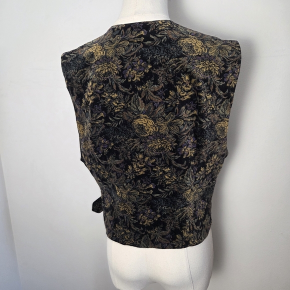 Vintage Relance Black and Gold Floral Cotton Vest - Picture 5 of 9
